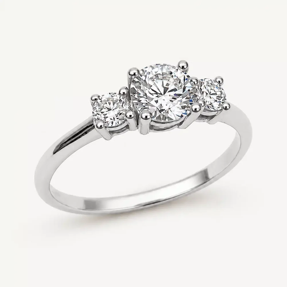 Solitario Celeste 0,65 ct en platino 950 con diamante central de laboratorio y diamantes laterales
