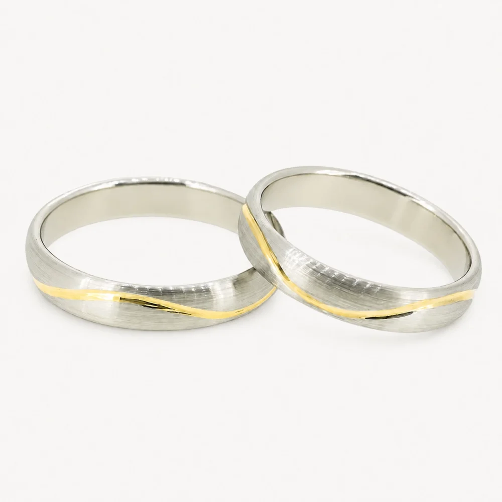 Alianza bicolor de platino 950 y oro amarillo de 18 quilates