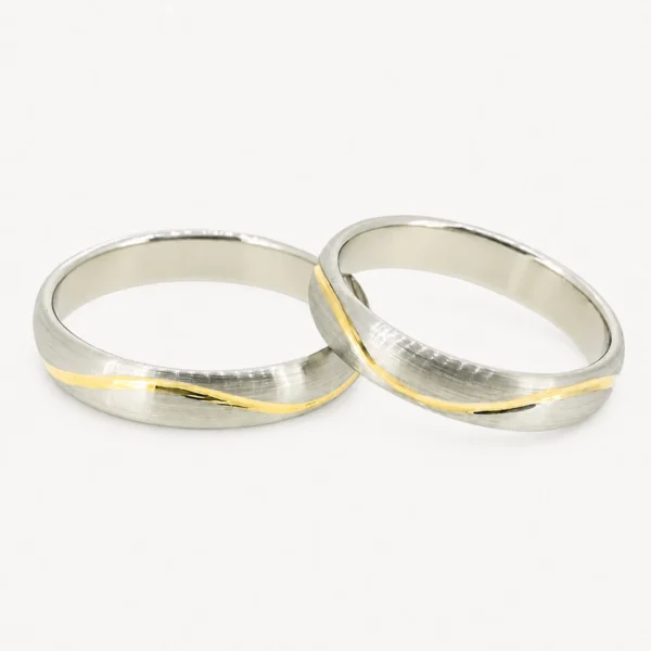 Alianza bicolor de platino 950 y oro amarillo de 18 quilates