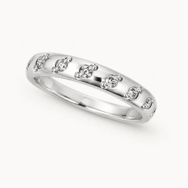Alianza de platino 950 de 3 mm con diamantes talla brillante