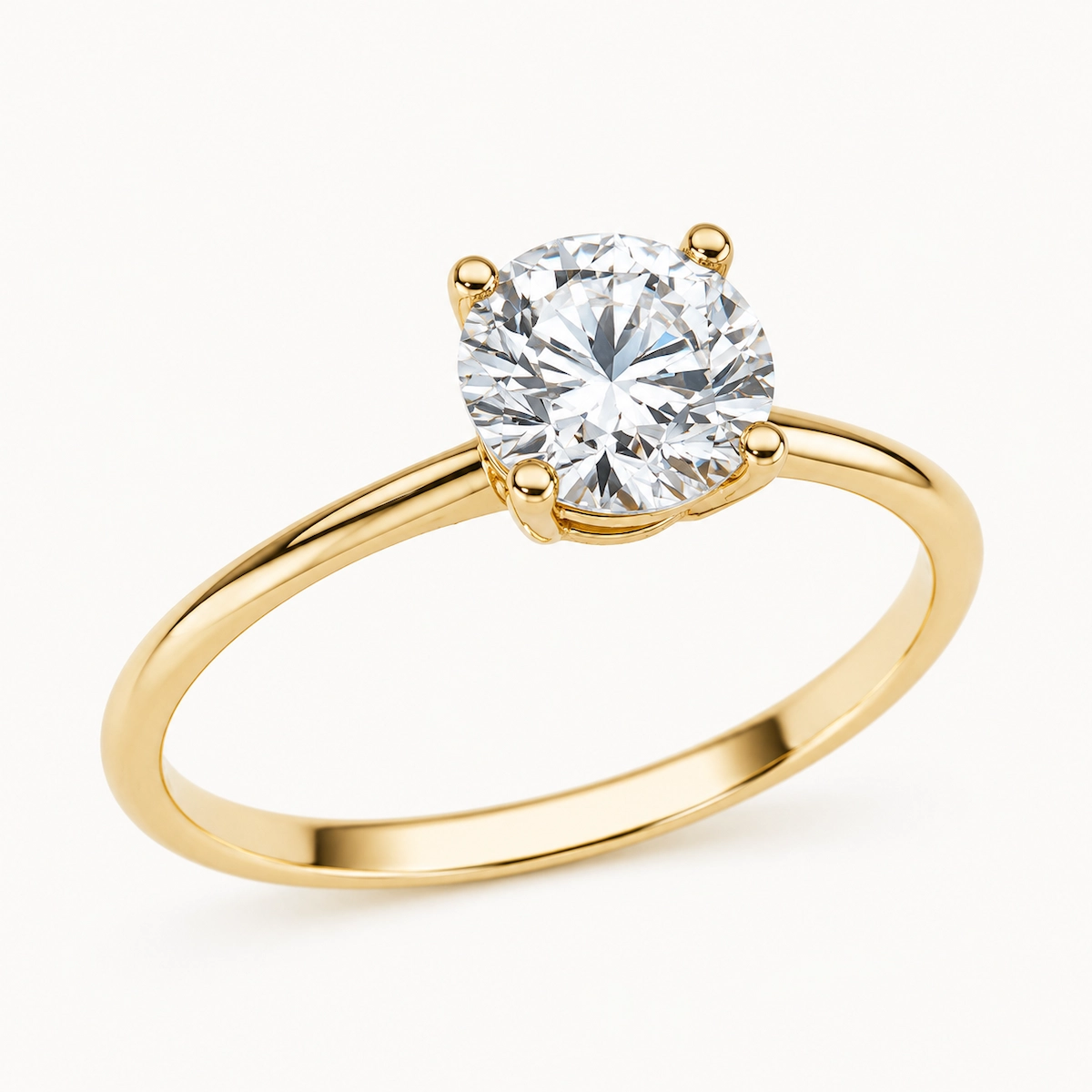 Solitario Cloe 1 ct en oro amarillo con diamante de laboratorio talla brillante
