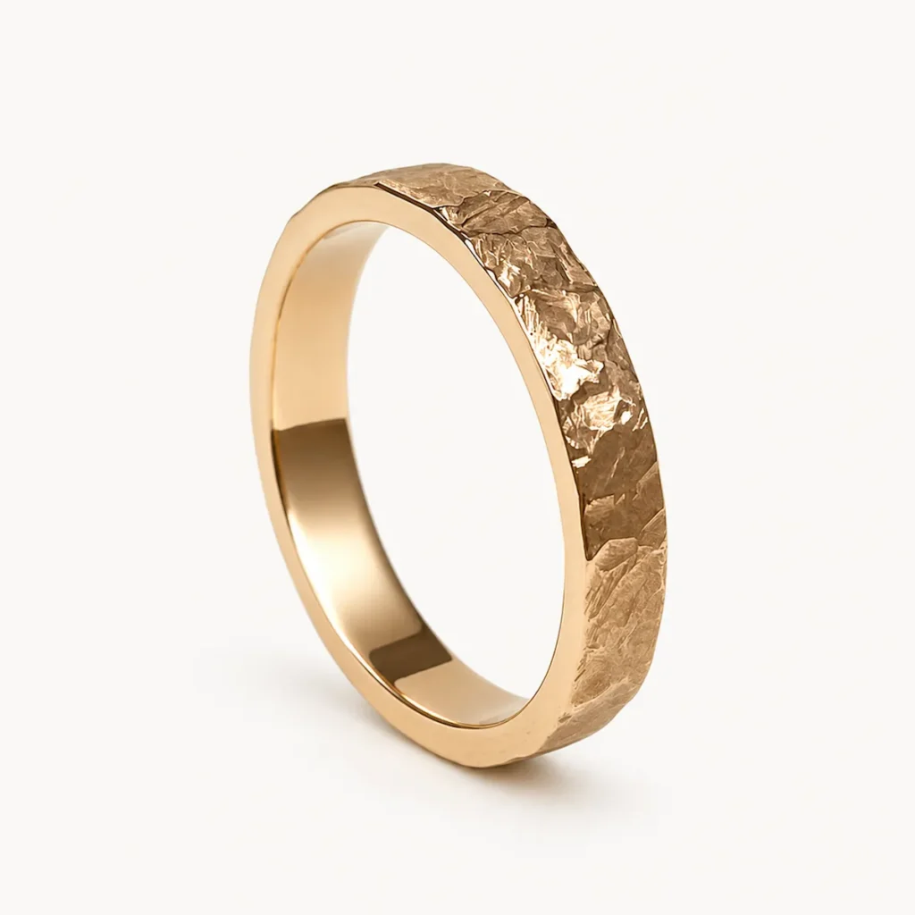 Alianza Frozen de oro rosa de 18 quilates con textura irregular