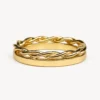 Alianza combinada con trenza de oro amarillo de 18 quilates
