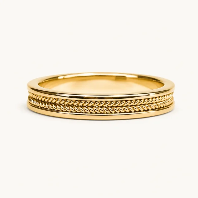 Alianza Trenza de oro amarillo de 18 quilates