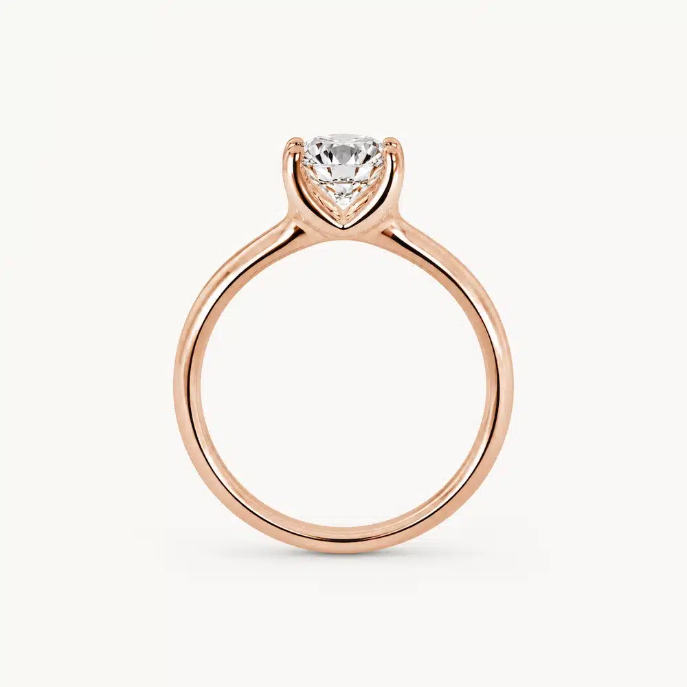 Vista frontal Solitario Vega 1,5 ct en oro rosa con diamante de laboratorio certificado por IGI