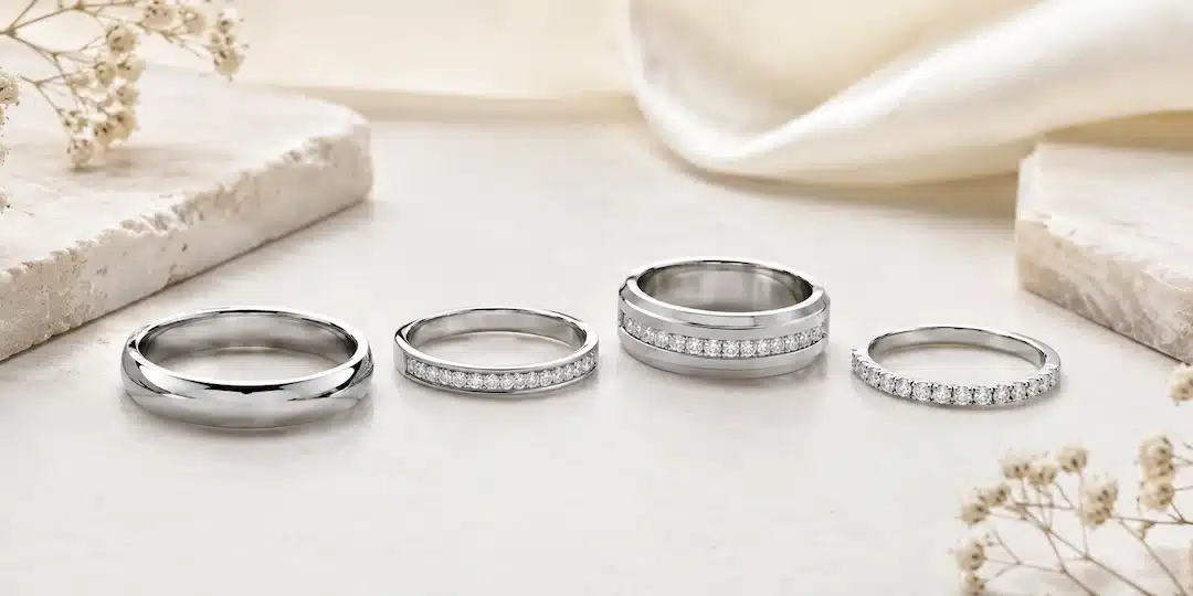 Alianza de platino 950 con diamantes engastados