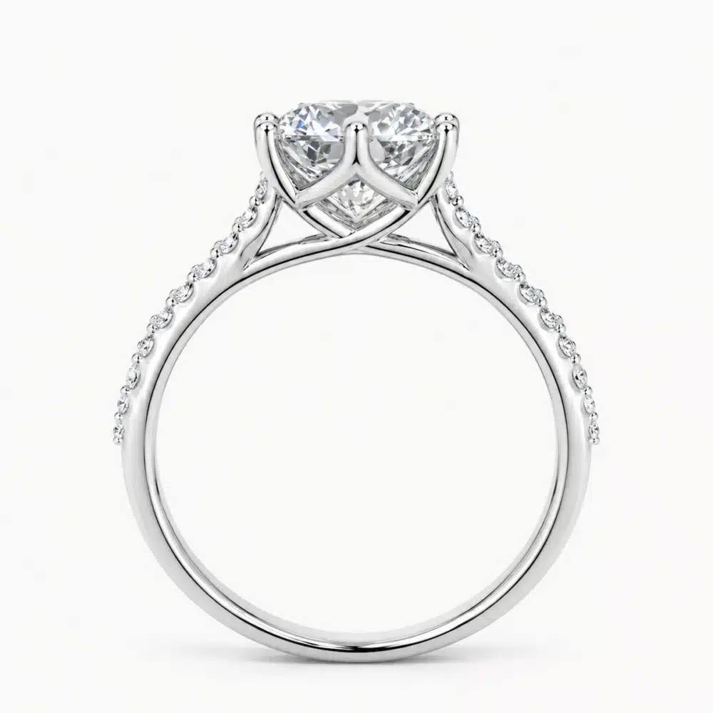 Vista frontal de solitario de platino con diamante de laboratorio de 1,80 ct