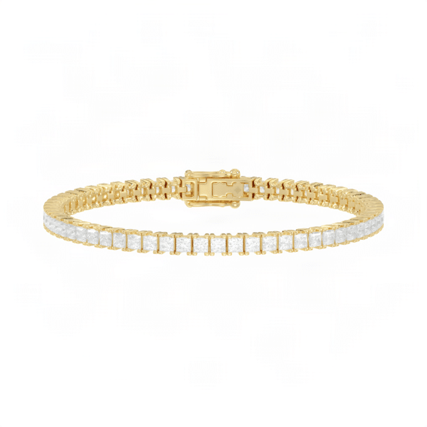 Pulsera Tennis Princesa 7 ct en oro amarillo con diamantes de laboratorio